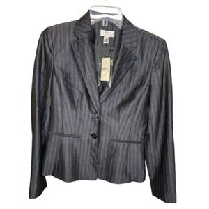 Ann Taylor Loft Womens Blazer Size 2 Gray Pin Stripe NWTs Rayon/Wool
